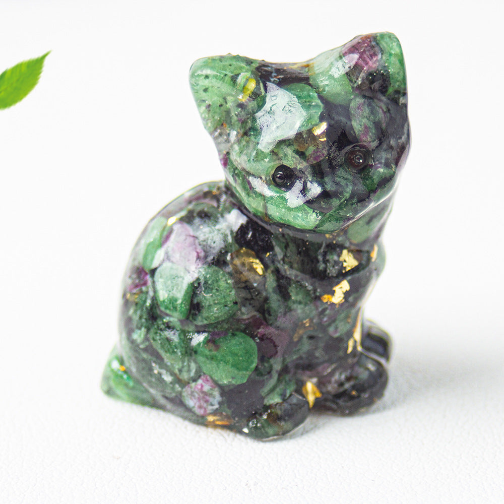 Wholesale Natural crystal gravel cute cat ornaments